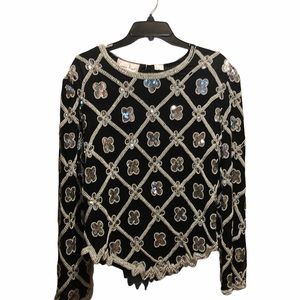 Lawrence Kazar elegant evening silk beaded top